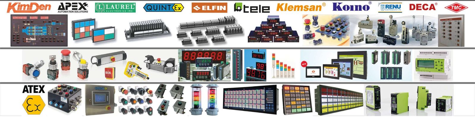 Monitoring and control products from Kimden, Apex, Laurel, Quintex, New Elfin, Tele Haase, Klemsan, Koino, Renu, DECA and TMC Monitoring and control products from Kimden, Apex, Laurel, Quintex, New Elfin, Tele Haase, Klemsan, Koino, Renu, DECA and TMC
